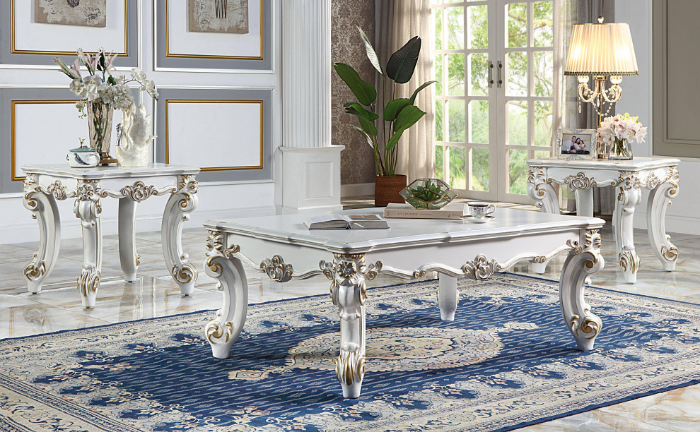 ACME Vendome II End table in  Antique Pearl Finish   Victorian   Side Tables And End Tables   by Acme Furniture  Houzz