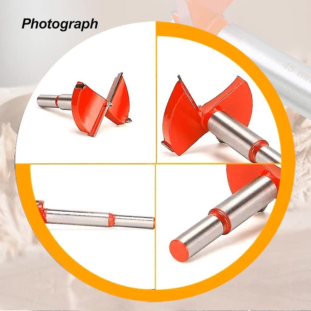 Pcs Woodworking Drill Bits， 30/40/45/50/60mm Carbide Woodworking Cutters， Woodworking Drill Bits， Round Shank Drill Bit Set， Drill Bits， For Decoratio