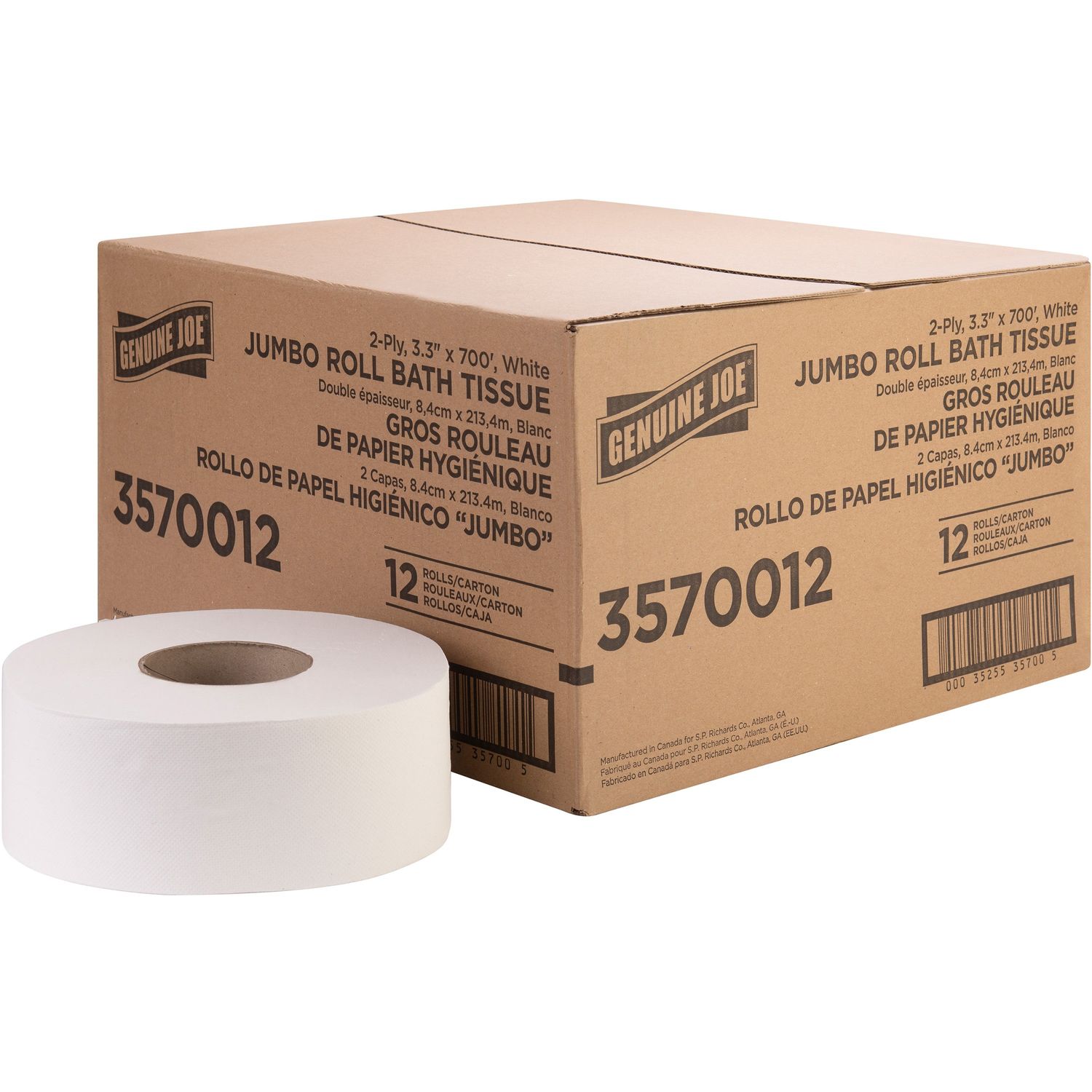 Jumbo Jr Dispenser Bath Tissue Roll by Genuine Joe GJO3570012