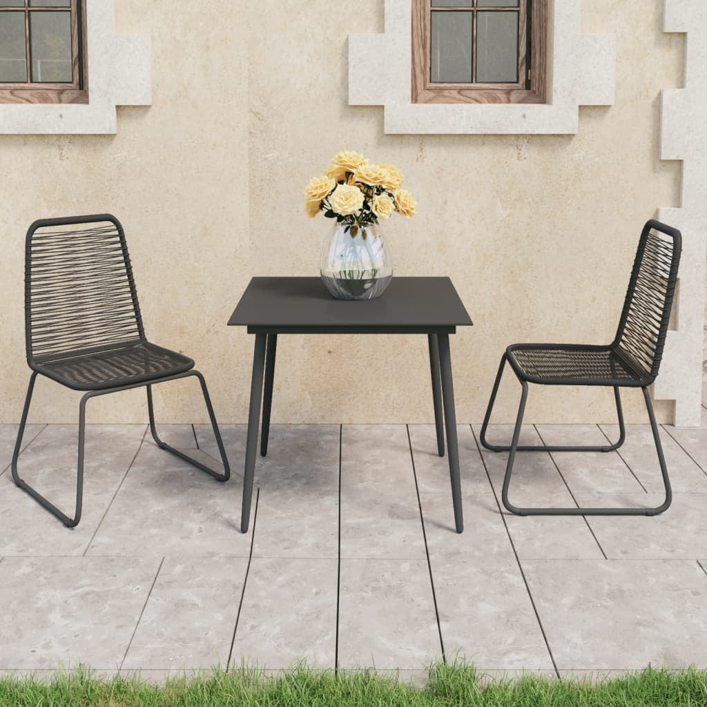 3 Piece Patio Dining Set PVC Rattan Black - Overstock - 37576397