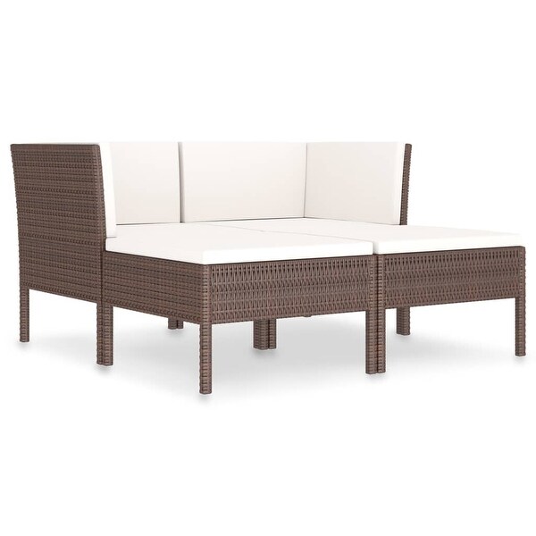 4 Piece Patio Lounge Set with Cushions Poly Rattan Brown - Overstock - 36225782