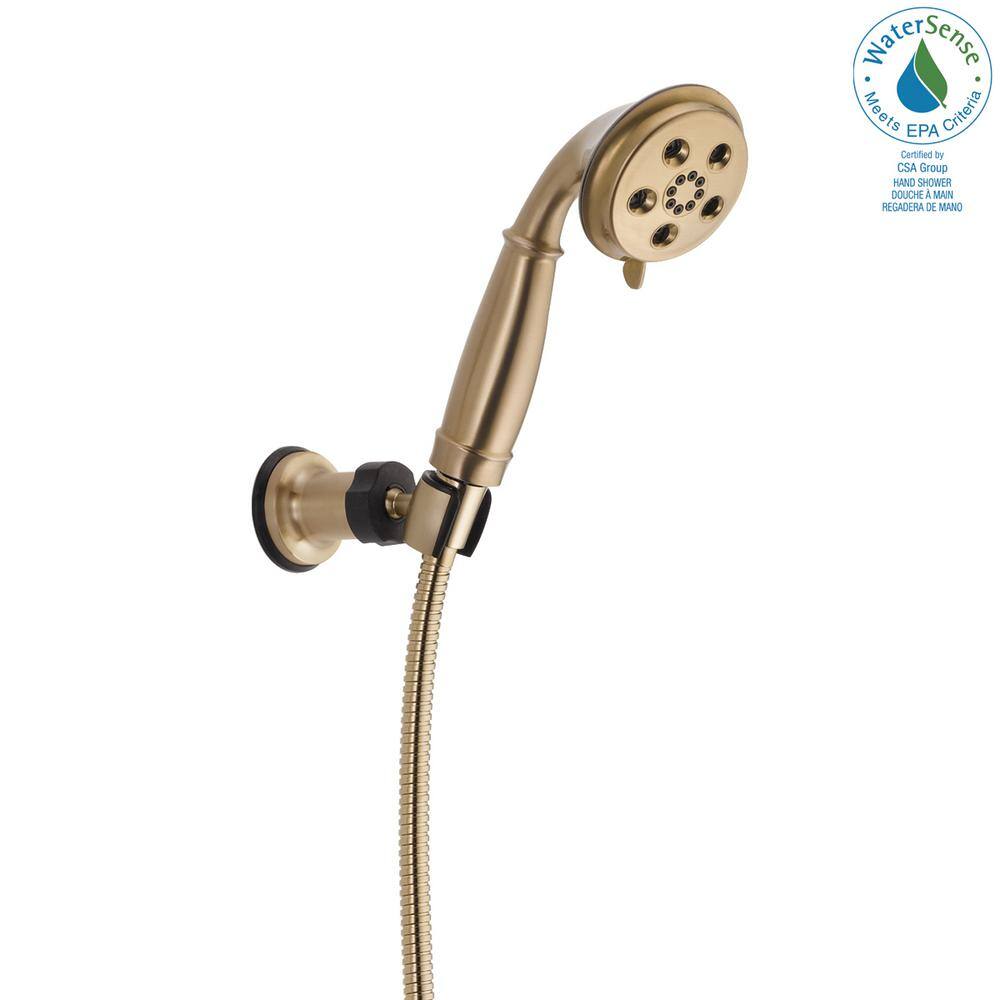 Delta 3-Spray Patterns 1.75 GPM 3.34 in. Wall Mount Handheld Shower Head with H2Okinetic in Champagne Bronze 55433-CZ