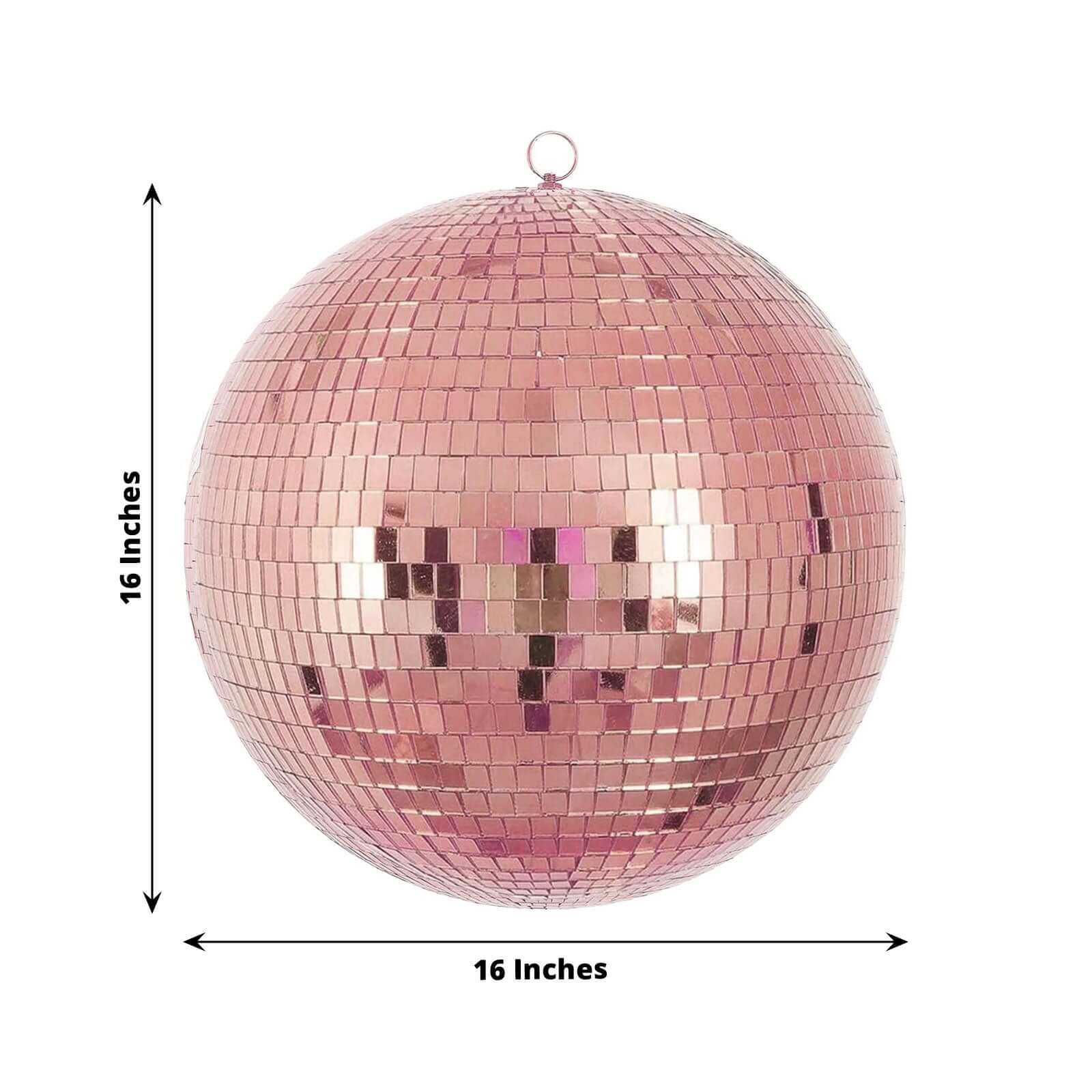 Large Rose Gold Foam Disco Mirror Ball With Hanging Swivel Ring, Holiday Party Decor 16