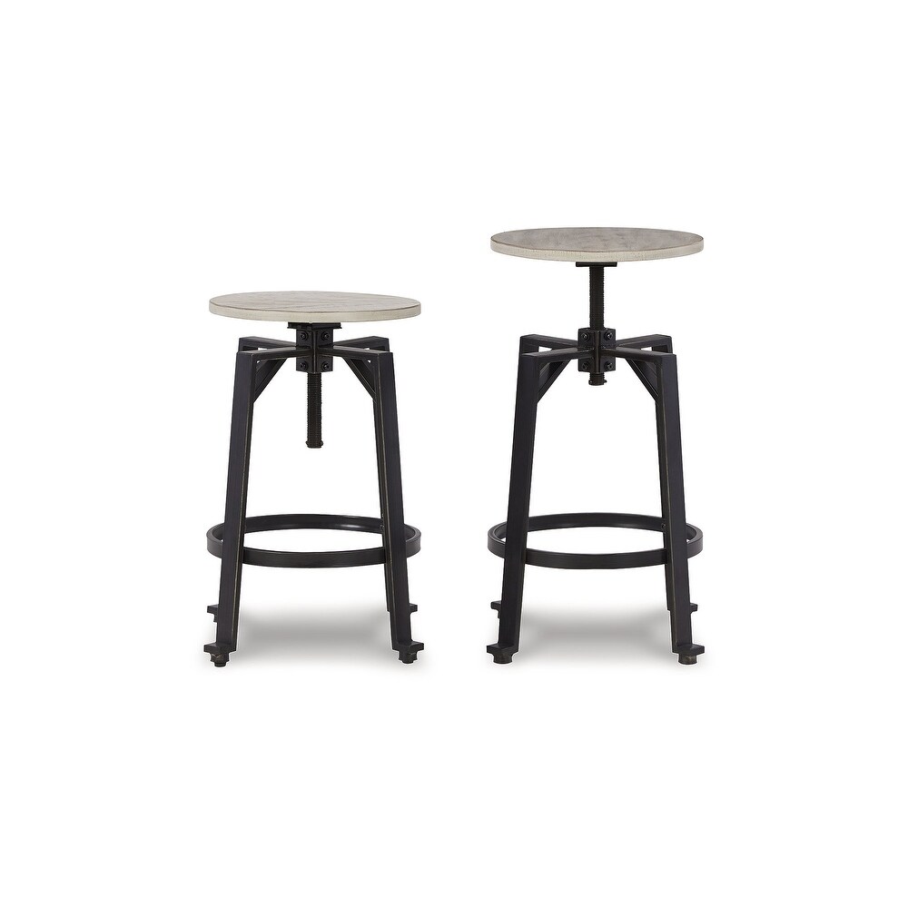 Signature Design by Ashley Karisslyn Whitewash/Black Adjustable Height Swivel Counter Stool (Set of 2)   19\