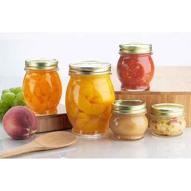 Amici Orto Preserving Canning Jars Airtight Italian Made Food Storage Jar Clear With Metal Screw on Golden Lids 6 piece