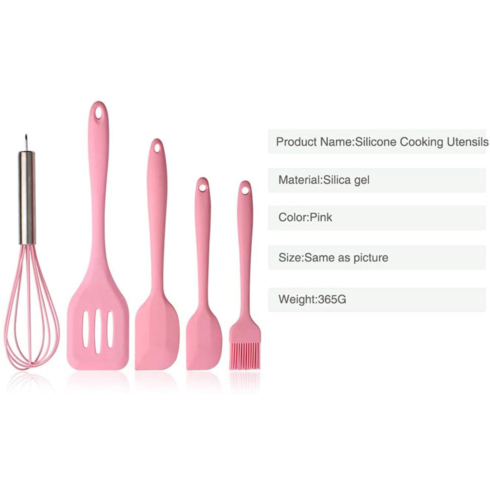 5Pcs Silicone Kitchen Utensils Set Nonstick Whisk Spatula Heat-Resistant Silicone Kitchen Cooking Tools Baking Cookware Gadgets Spatula Spoon Set