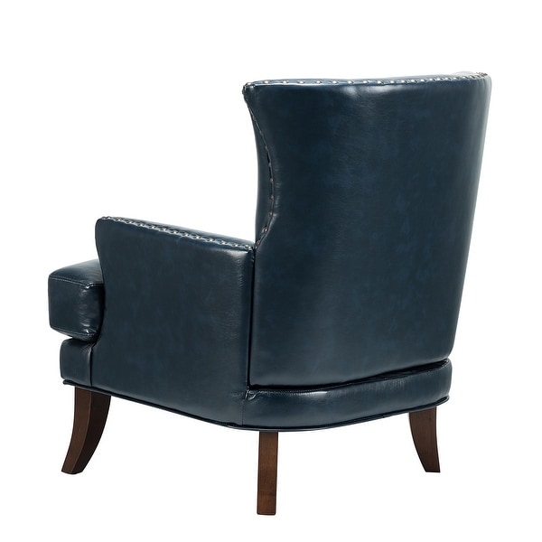 Anatole Modern Leather Wingback Arm Chair with Nailhead Trim by HULALA HOME