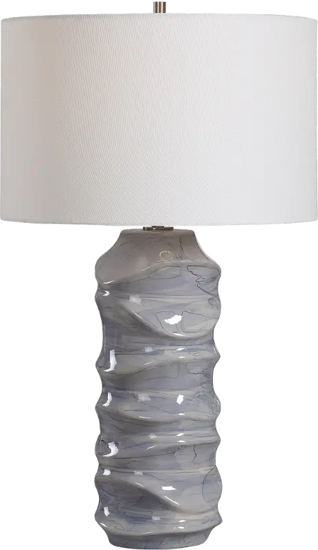 Blue and White Ceramic Sculpted Table Lamp - Waves