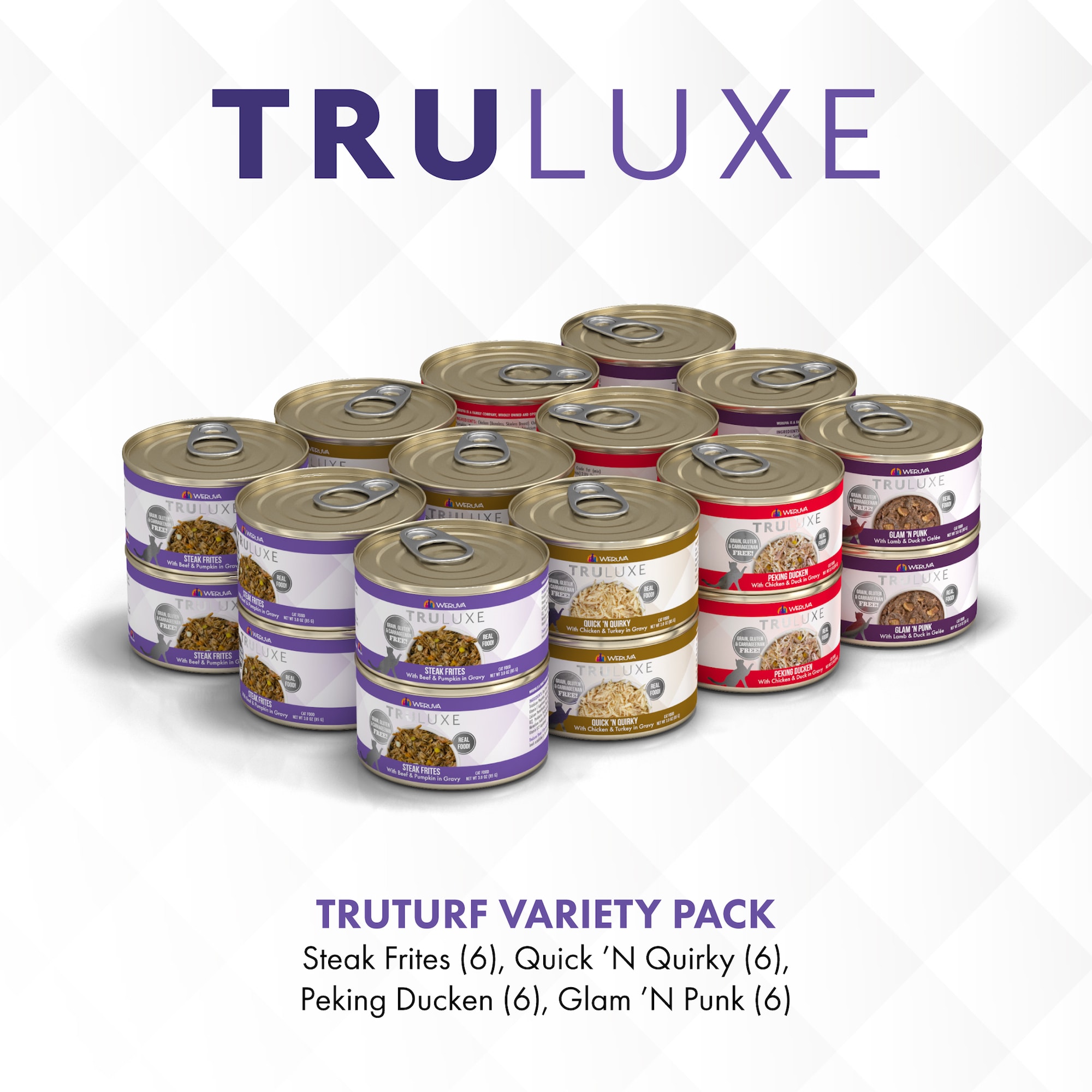 TruLuxe TruTurf Variety Pack Wet Cat Food， 3 oz.， Count of 24