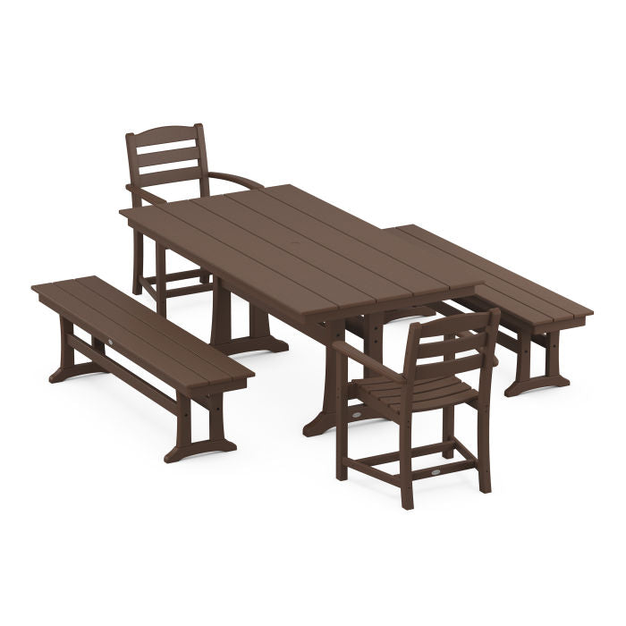 Polywood La Casa Cafe 5-Piece Farmhouse Dining Set With Trestle Legs PWS1004-1