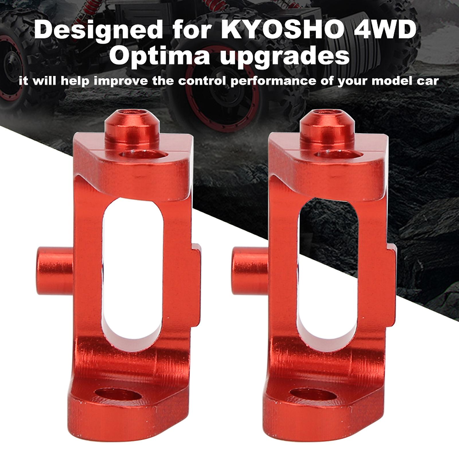 Ot003 1 Pair Metal Front Caster Block For Kyosho 4wd Optima Maxima 1/10 Off Road Vehicle(red )