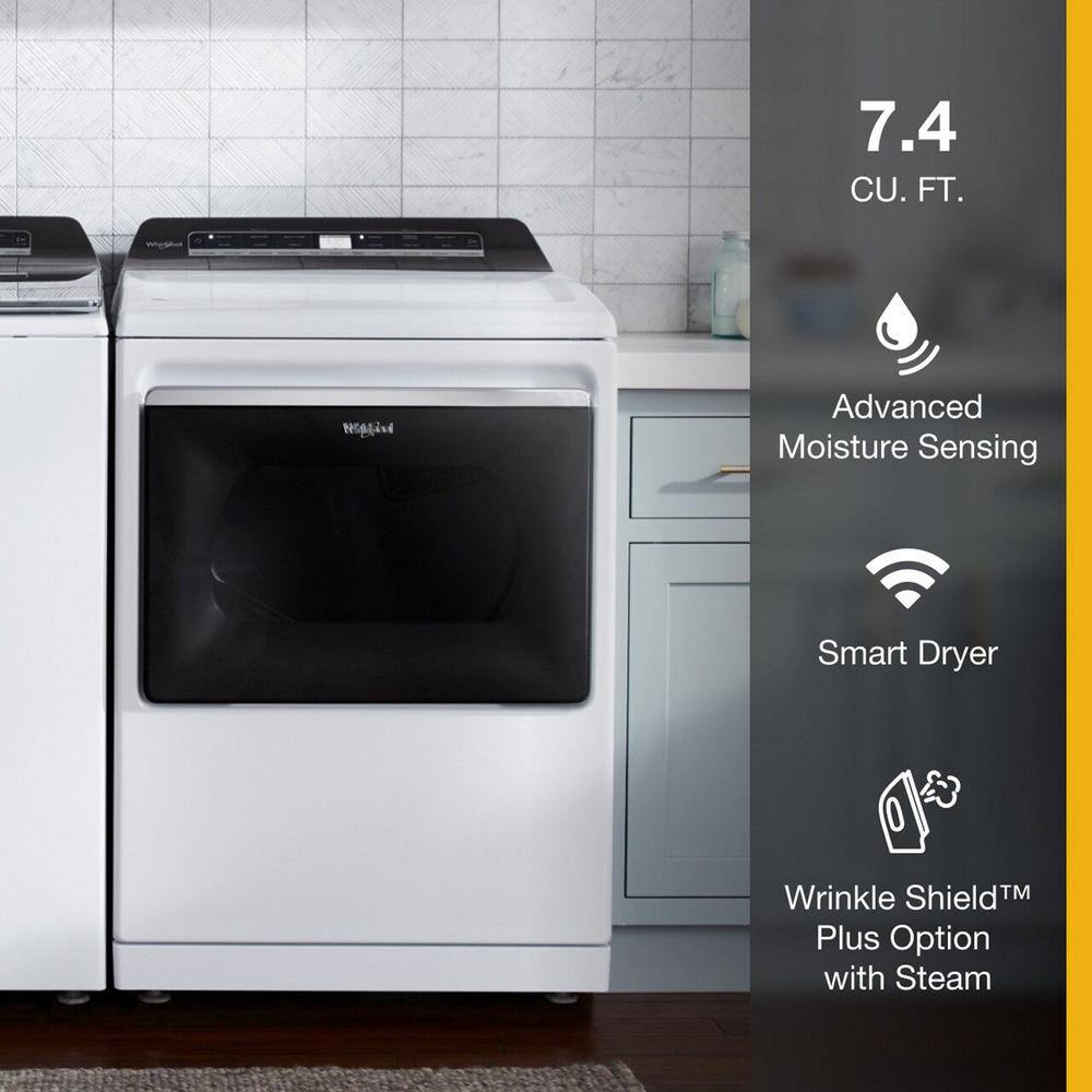 Whirlpool 7.4 cu. ft. White Electric Dryer with Steam and Advanced Moisture Sensing Technology ENERGY STAR WED8127LW