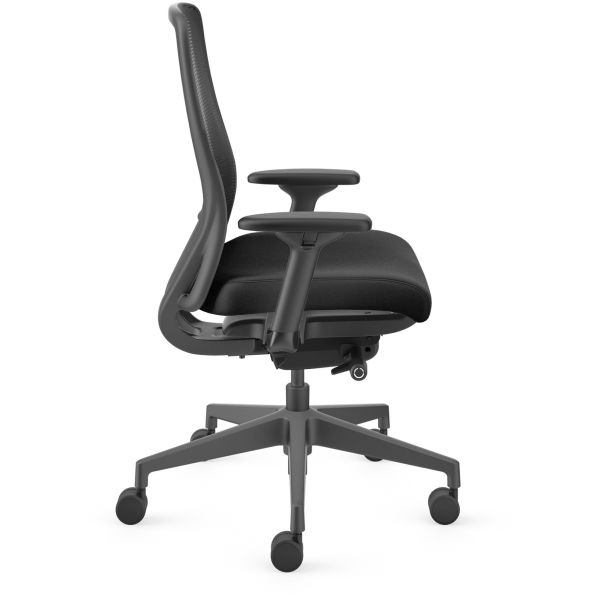 HON Nucleus Series Recharge Task Chair， Supports Up to 300 lb， 16.63 to 21.13 Seat Height， Black Seat/Back， Black Base