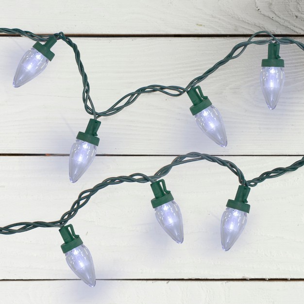 Northlight 50 Pure White Led C7 Mini Christmas Lights 20 25 Ft Green Wire