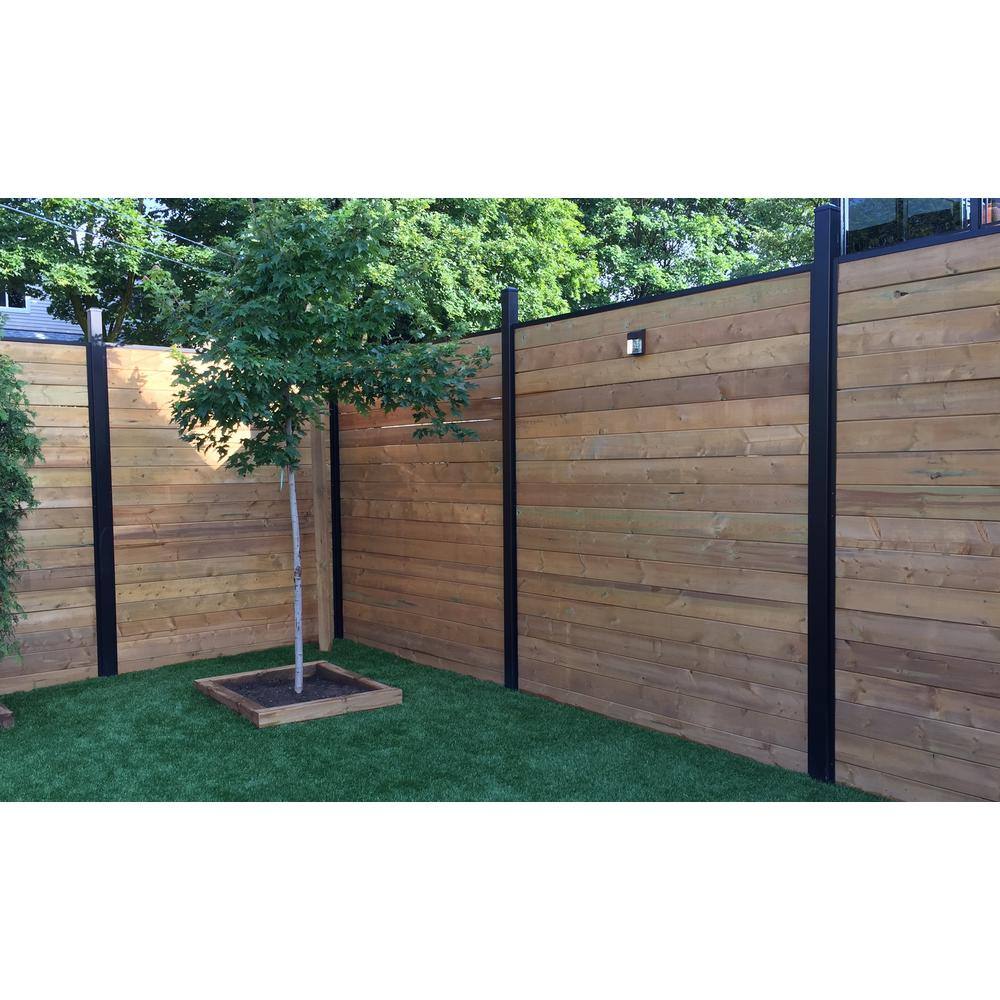 Slipfence 70 in. x 1-14 in. x 1-14 in. Black Aluminum Fence Channels for 6 ft. high fence 2 per pack includes screws. SF2-HCK06