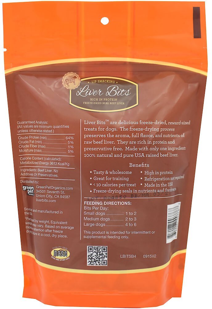 Liver Bits Freeze-Dried Raw Dog Treats， 4-oz bag