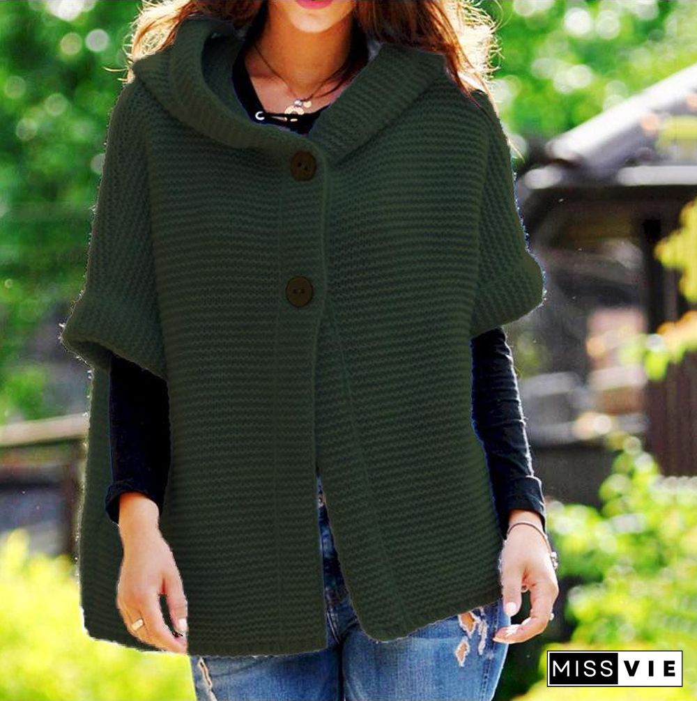 Autumn Winter Loose Knit Hooded Cardigan