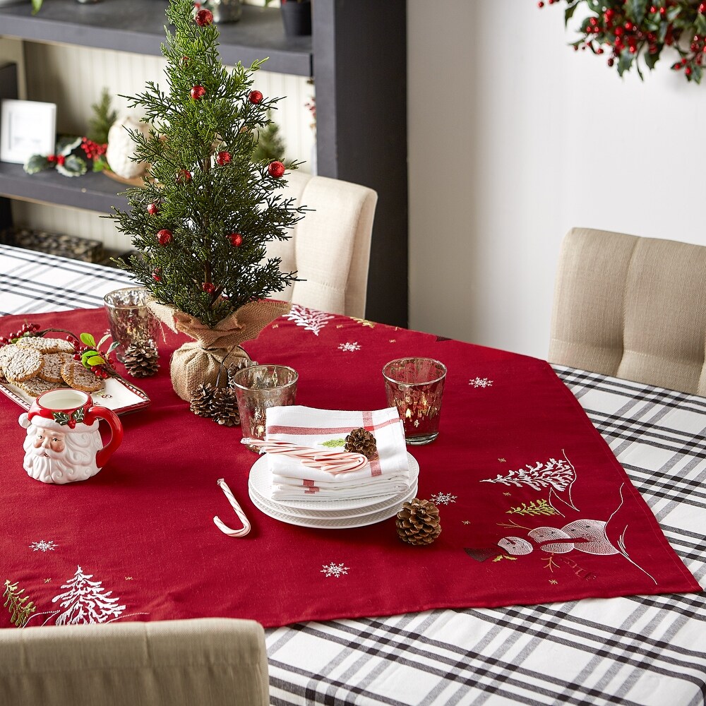 Embroidered Snowman Tablecloth