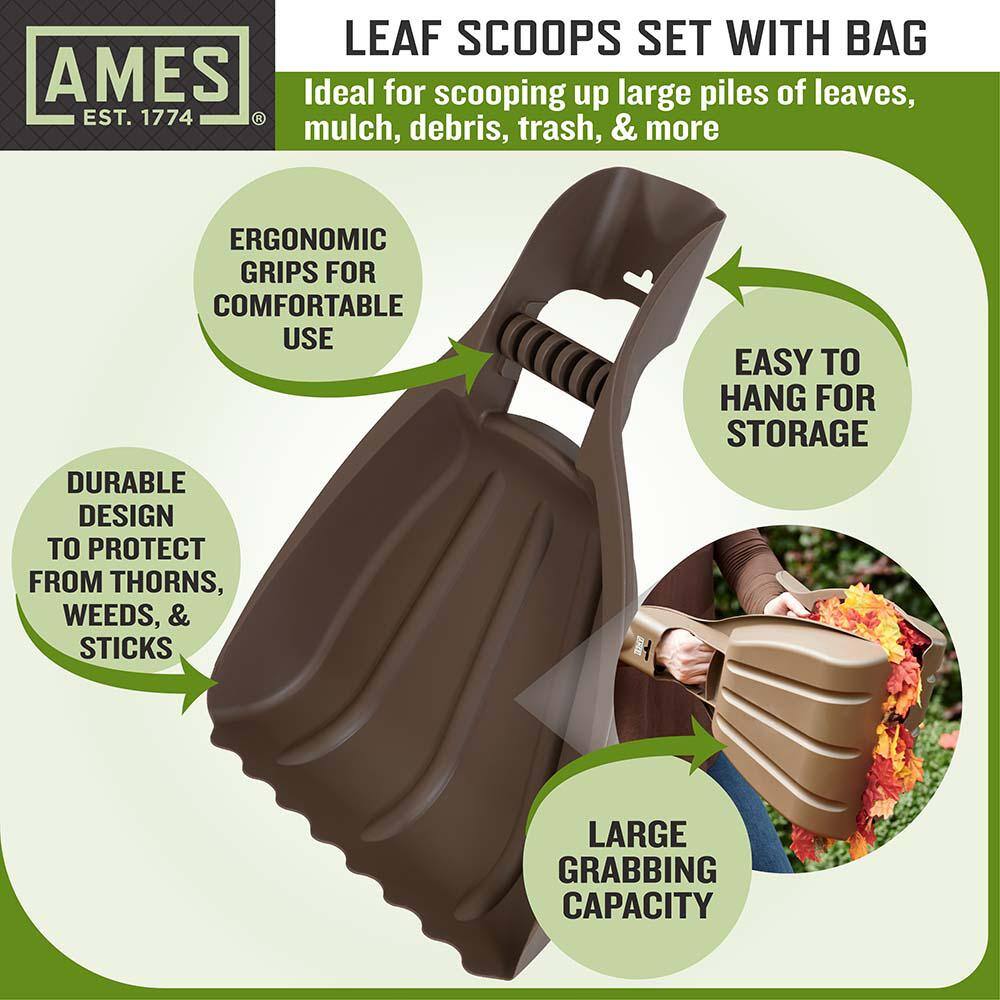 Ames Leaf Collecting Tool Set with Garden Claws and Collapsible Garden Waste Bag for Leaves Mulch and Other Debris 20212223