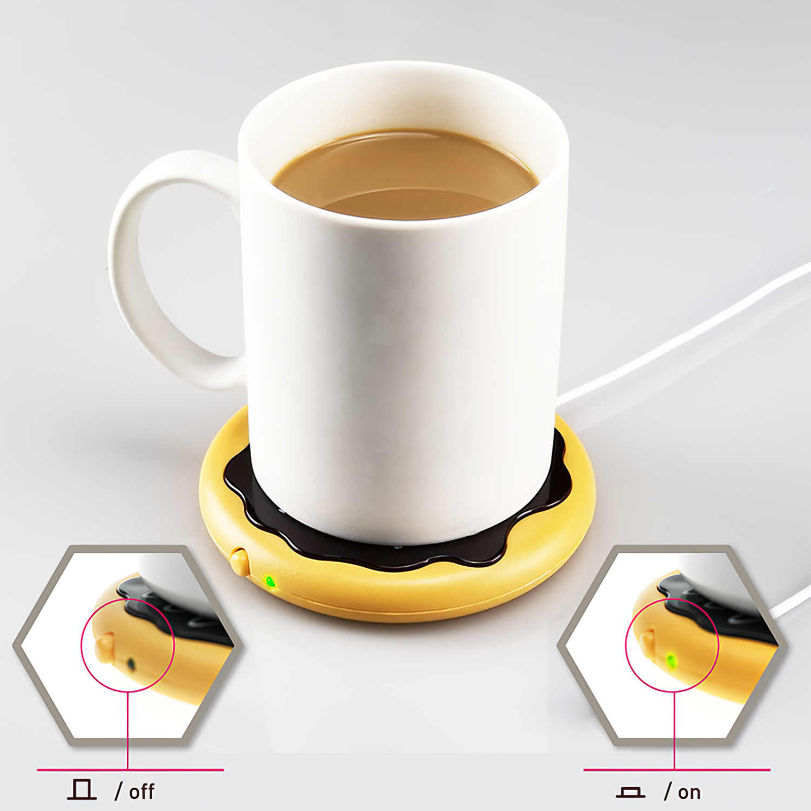 Hi FANCY USB Cup Warmer Coffee Mug Heating Pad Cookie Doughnut Shape Warmer Coaster Electric Cup Heater Coaster Cute Drink Warmer Mat