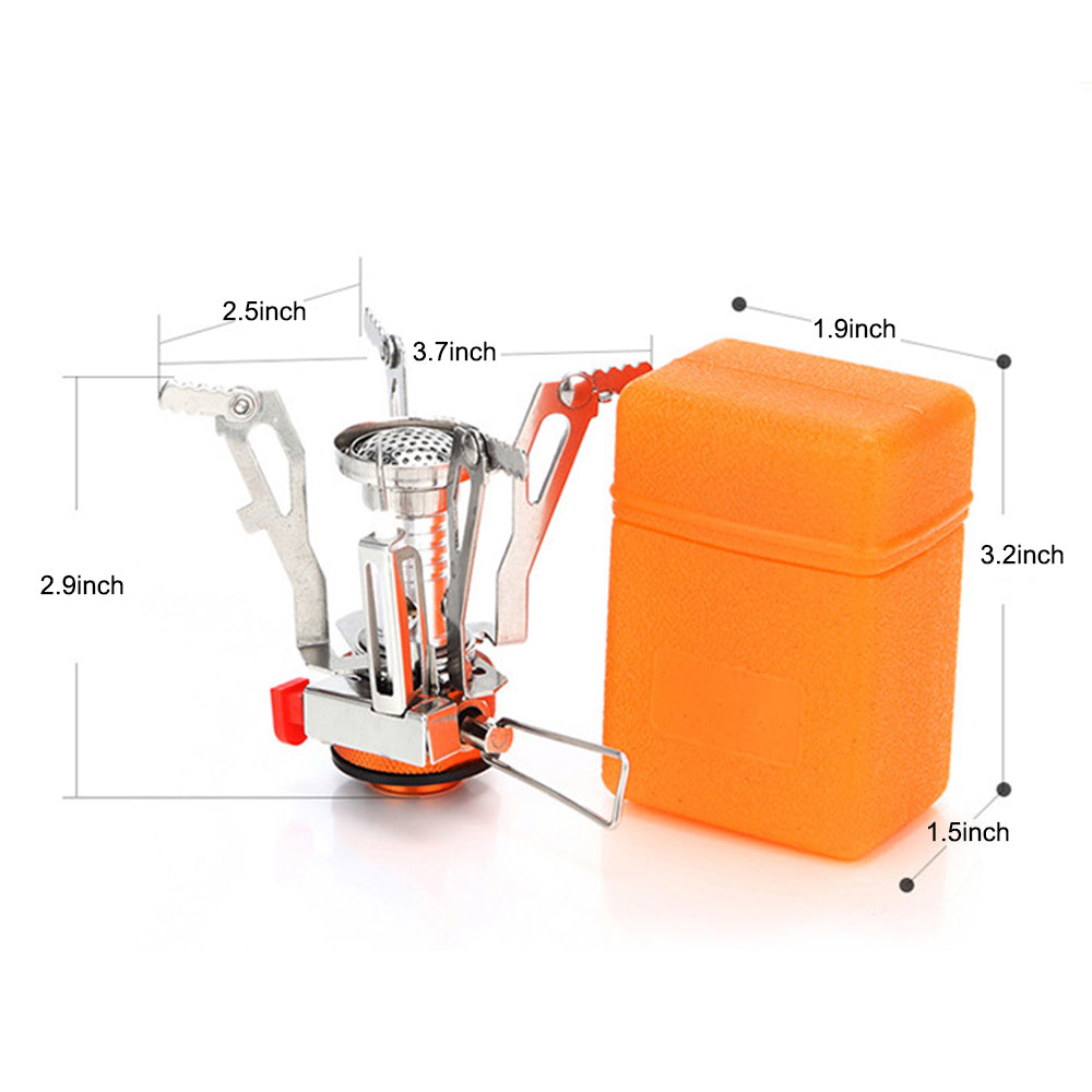 2pcs Portable Camping Stoves Backpacking Stove with Piezo Ignition Adjustable Valve,Stainless Steel Mini Burner