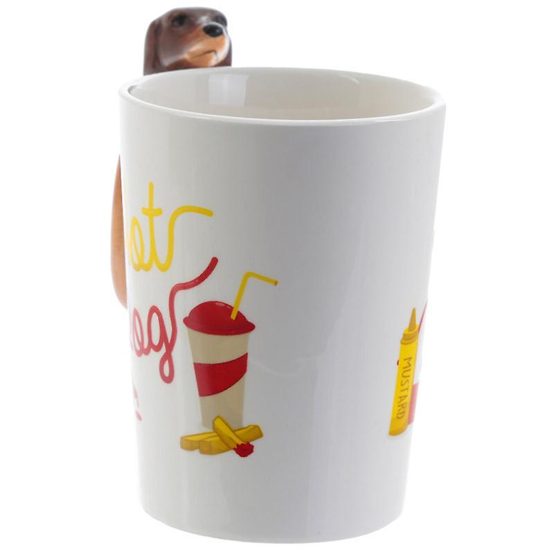 Puppy Hot Dog Shape Ceramic Coffee Mug Tea Cup Novelty Gift