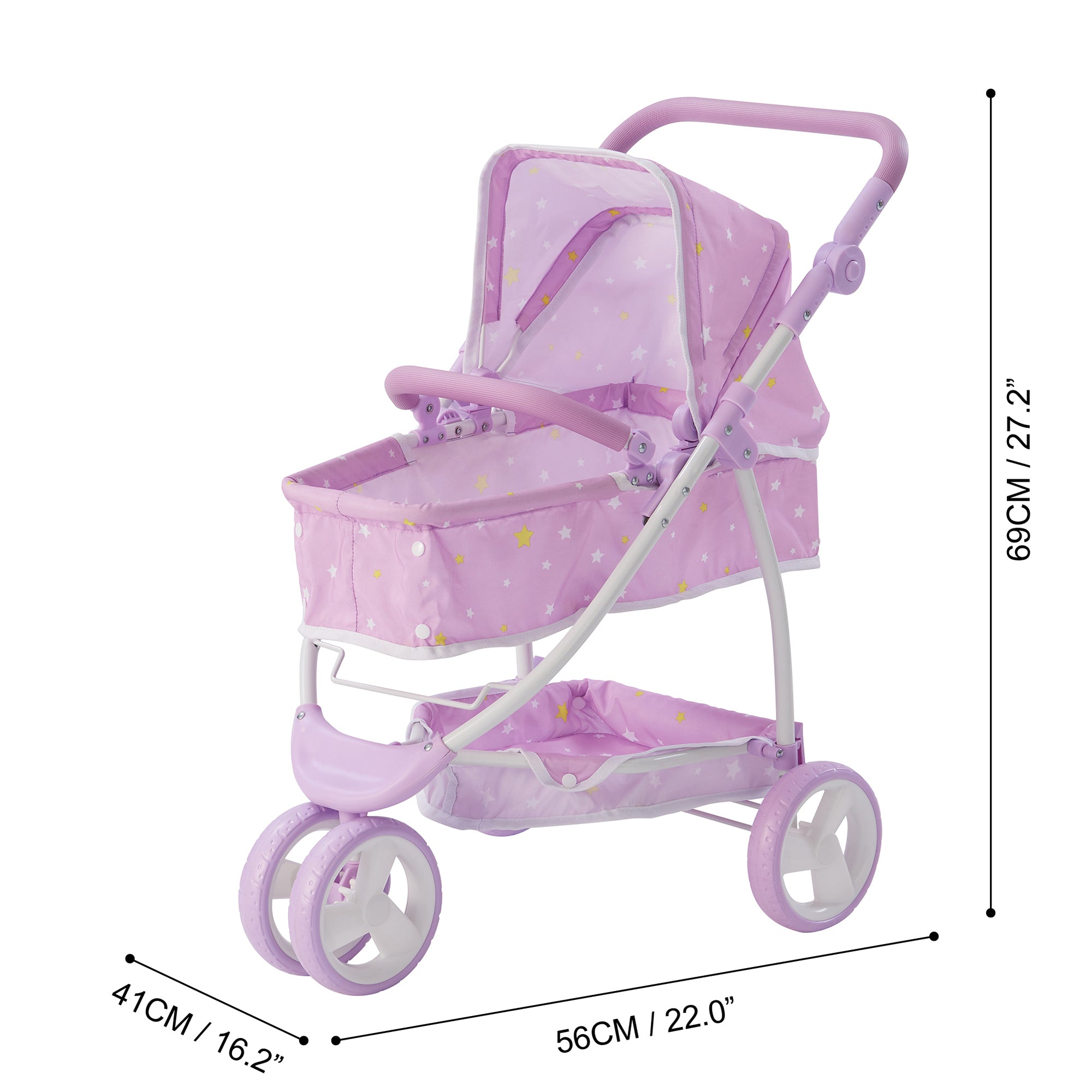 Olivia's Little World Twinkle Stars Princess 2-in-1 Baby Doll Stroller， Purple