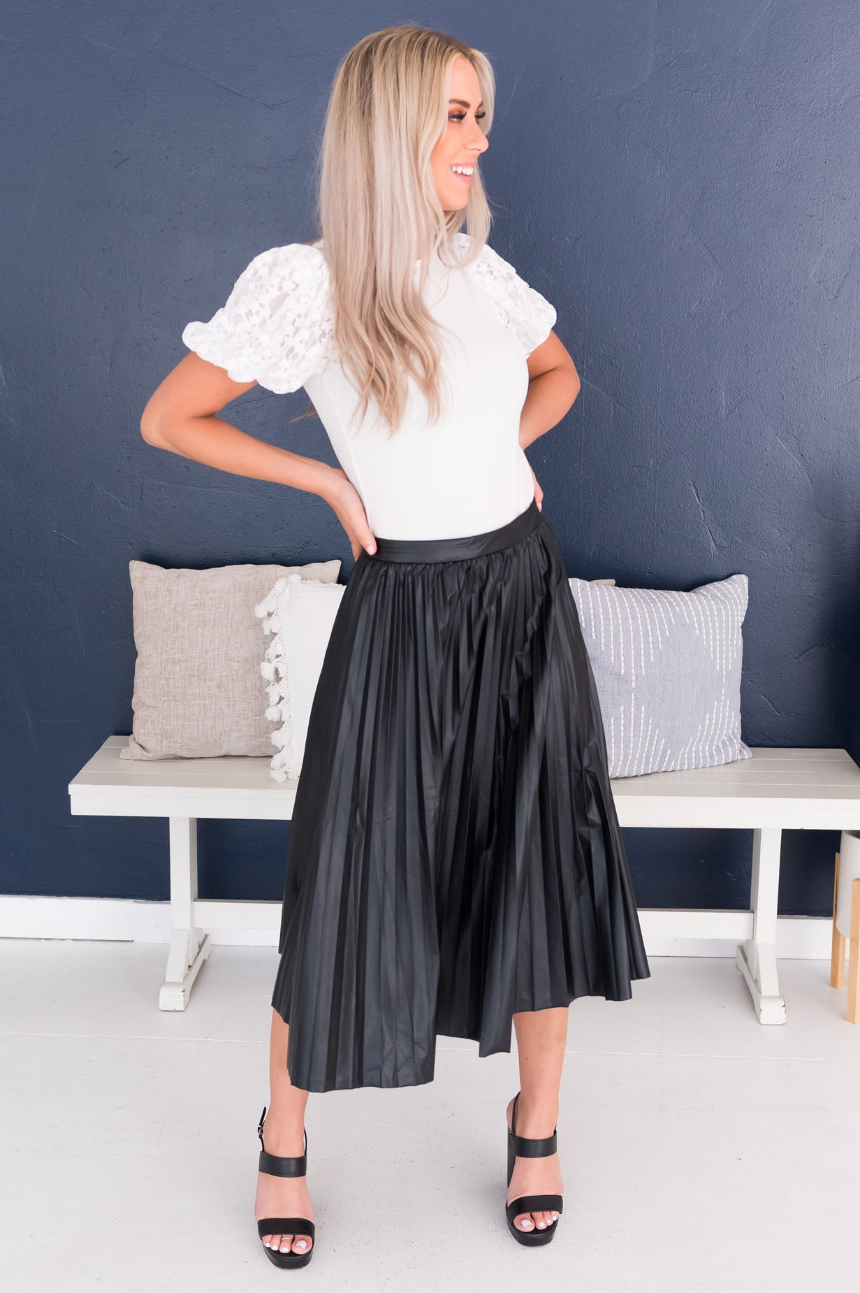 Falling For You Modest Pleat Skirt