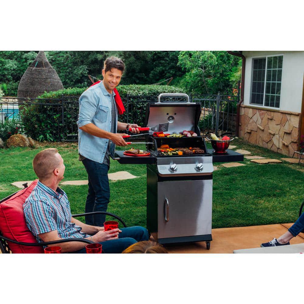 DynaGlo Premier 2Burner Propane Gas Grill in Stainless Steel with BuiltIn Thermometer