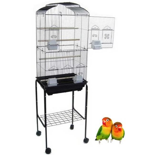 YML 5824-4814BLK 0.37 in. Bar Spacing Square Top Bird Cage with Standand#44; Black - 18 x 14 in. - Small