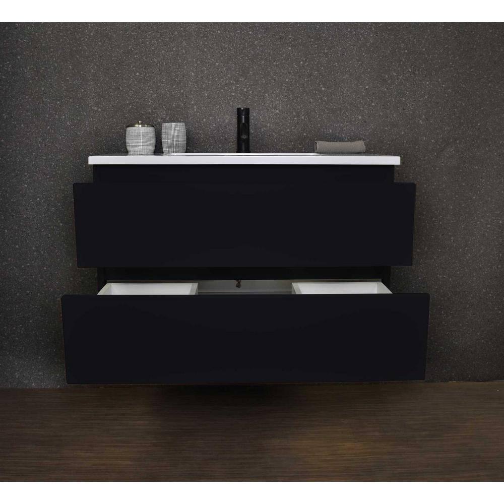 VOLPA USA AMERICAN CRAFTED VANITIES Salt 36 in. W x 20 in. D Bath Vanity in Black with Acrylic Vanity Top in White with White Basin MTD-4136BK-A