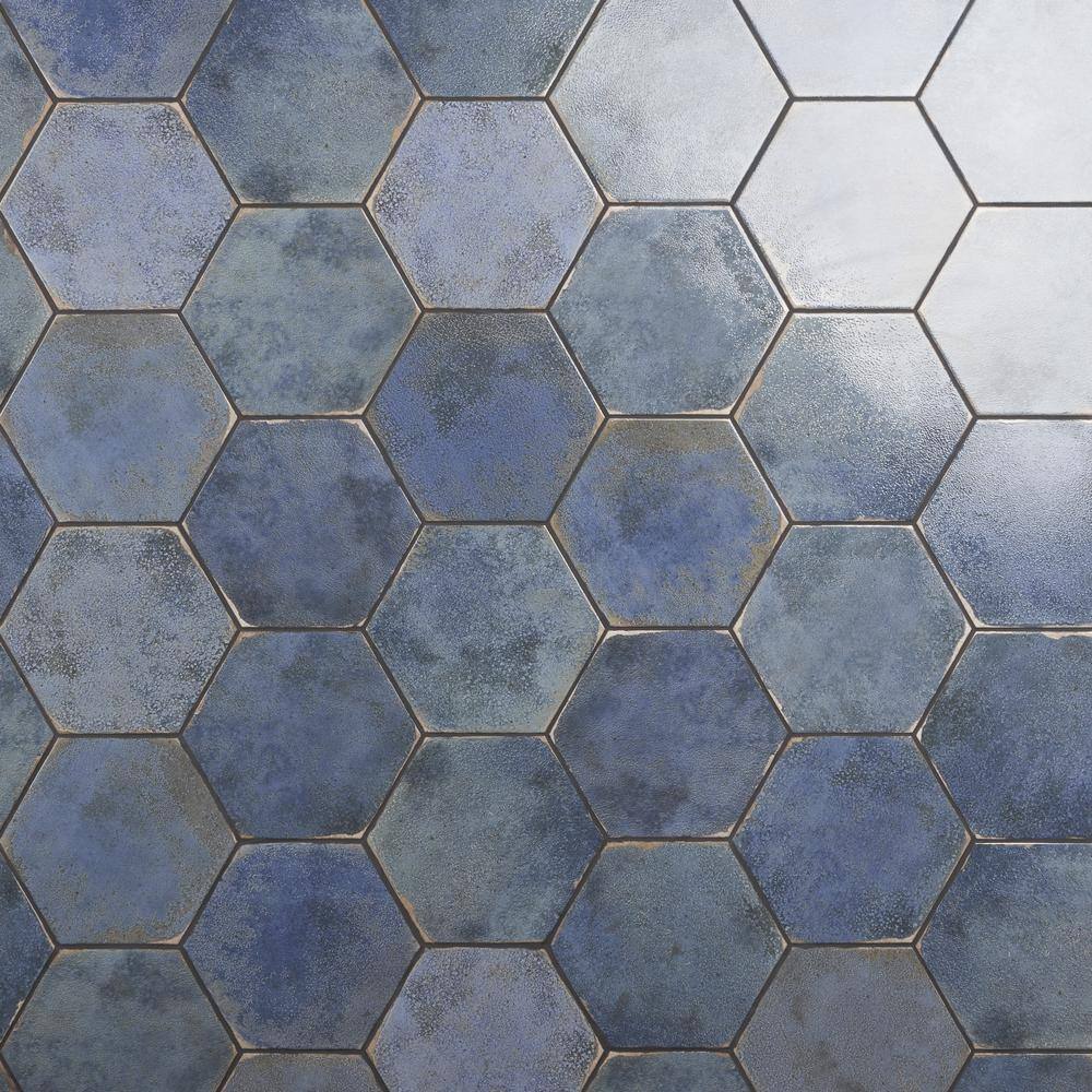 Ivy Hill Tile Mandalay Hex Blue 9.13 in. x 10.51 in. Polished Porcelain Floor and Wall Tile (8.07 sq. ft.Case) EXT3RD107680