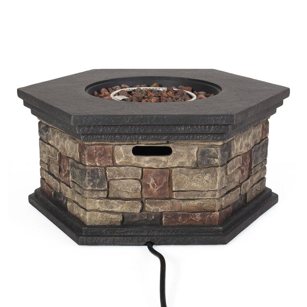 Noble House Fox Stone Octagonal Stone Fire Pit (No Tank Holder) 55430