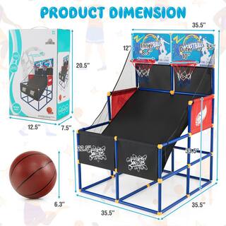 Costway Kids Dual Shot Basketball Arcade Game with 4 Balls Pump Easy Quick Assembling Gift SP37889