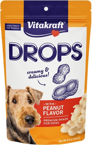 Vitakraft Drops Bite-Sized Peanut Training Small DogTreats， 8.8-oz bag