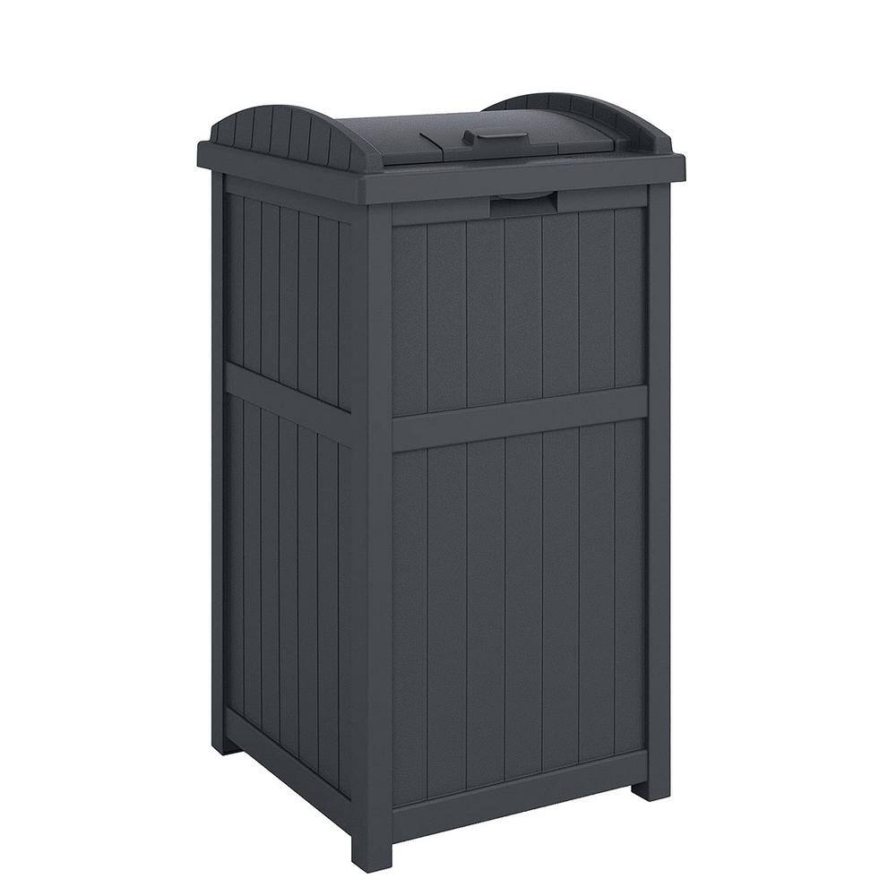 33 Gal. Resin Dark Grey Outdoor Hideaway Patio Trash Can TG33369