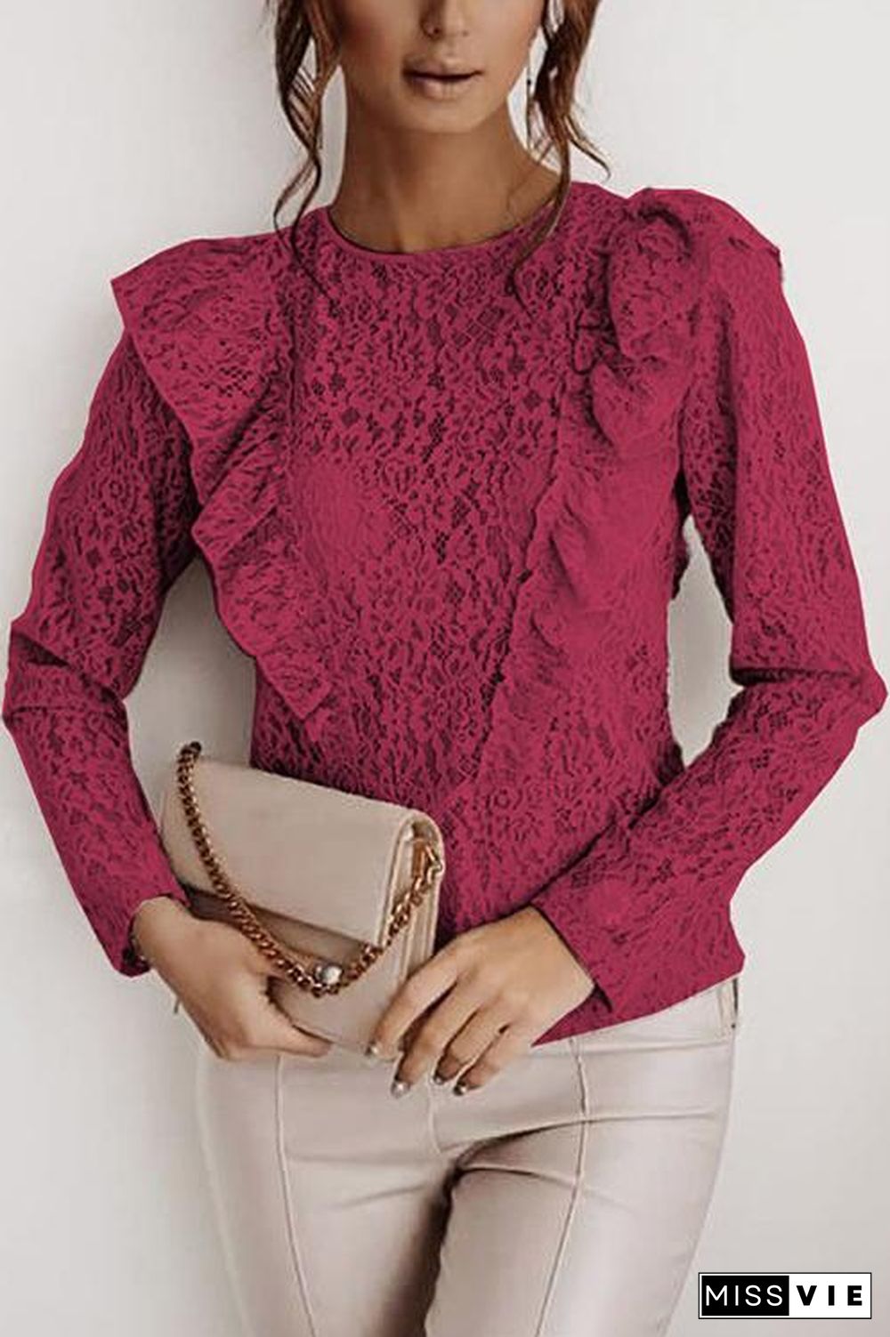 Lace Backless Long Sleeve T Shirt