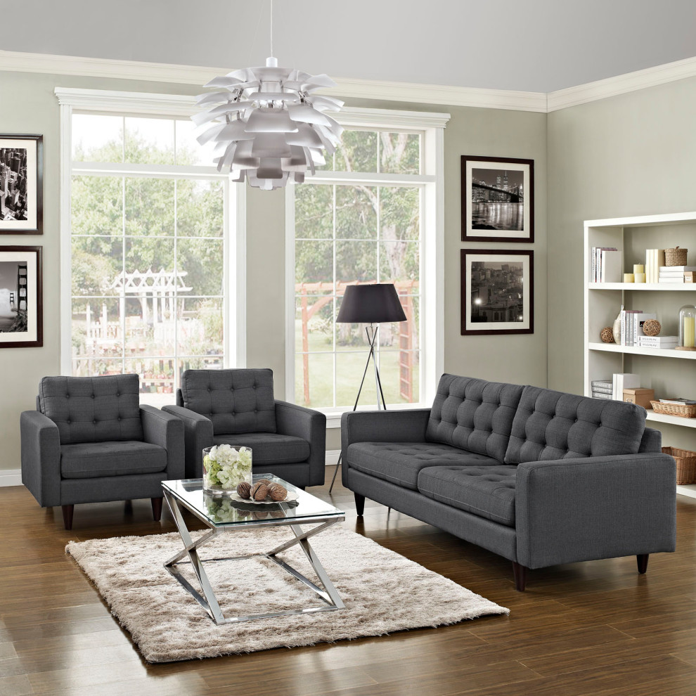 Gray Empress Sofa and Armchairs Set of 3   Midcentury   Living Room Furniture Sets   by First of a Kind USA Inc  Houzz