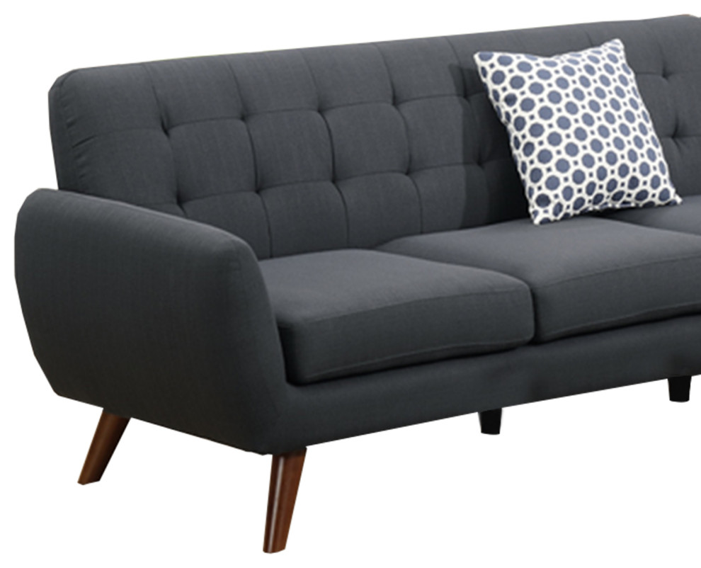 Polyfiber 2 Pieces Sectional With Tufted Back And Cushion Dark Gray   Midcentury   Sectional Sofas   by VirVentures  Houzz