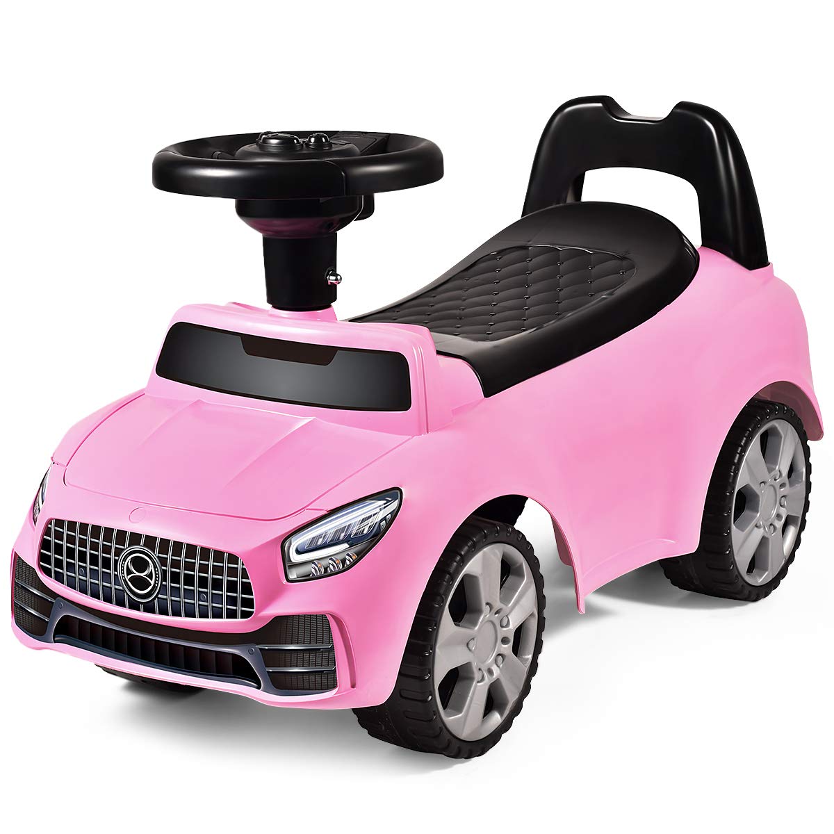 Costzon Kids Push and Ride Racer, Ride On Push Car w/Horn, Music, Under Seat Storage