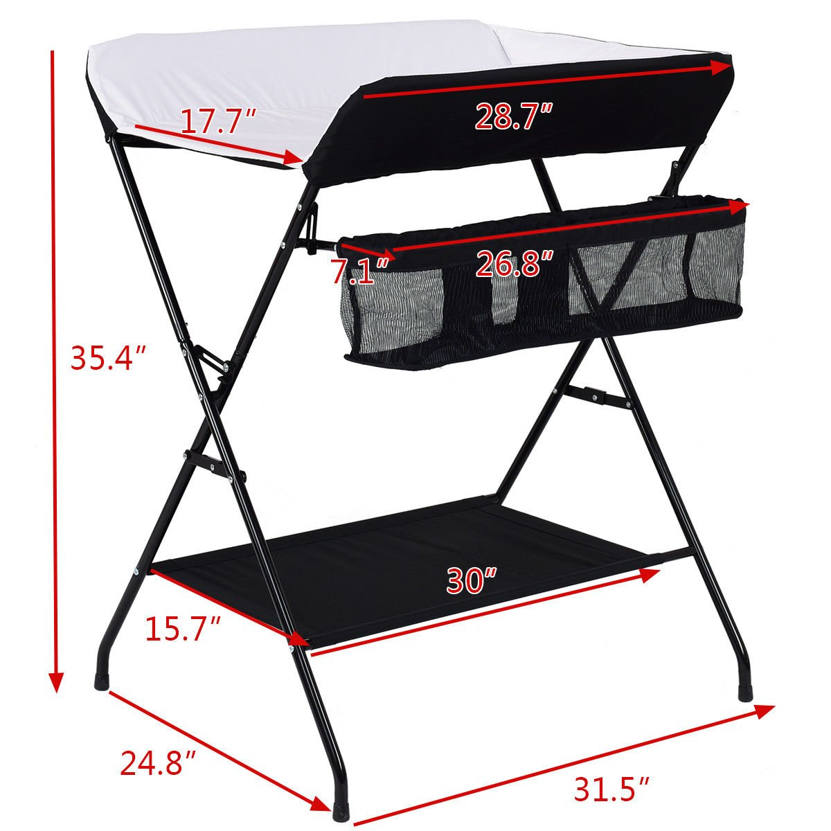 Costzon Baby Changing Table, Folding Diaper Station Nursery Organizer for Infant