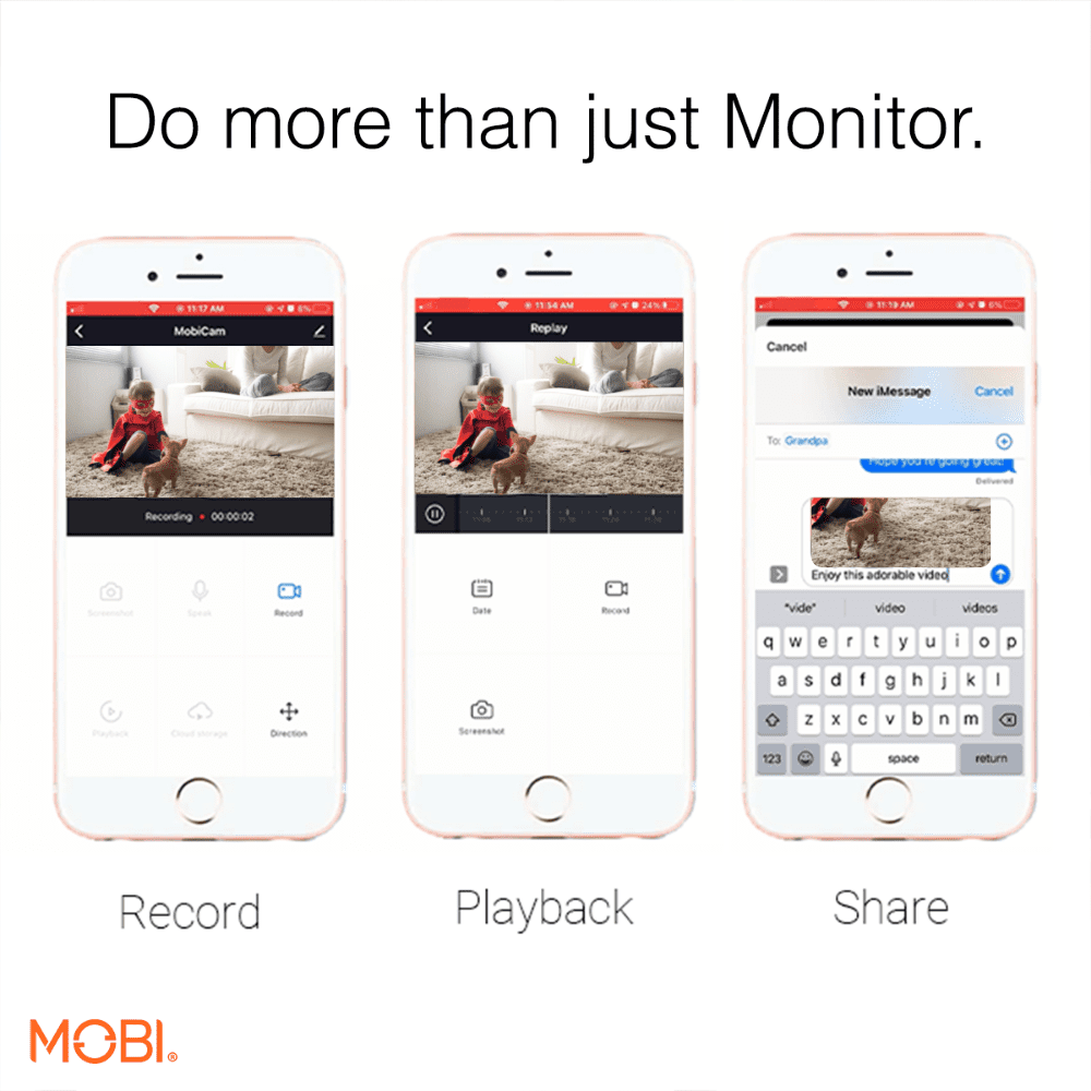 MOBI Pet Smart Night-Vision Wifi Pet Camera and Monitoring System - Smartphone App Compatible