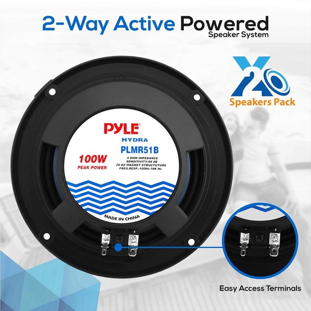 Pyle 300 Watt Bluetooth Marine Grade Stereo Receiver And Subwoofer Speaker Kit With Am Fm Tuner Aux Port Usb And Sd Card Readers And Remote Control