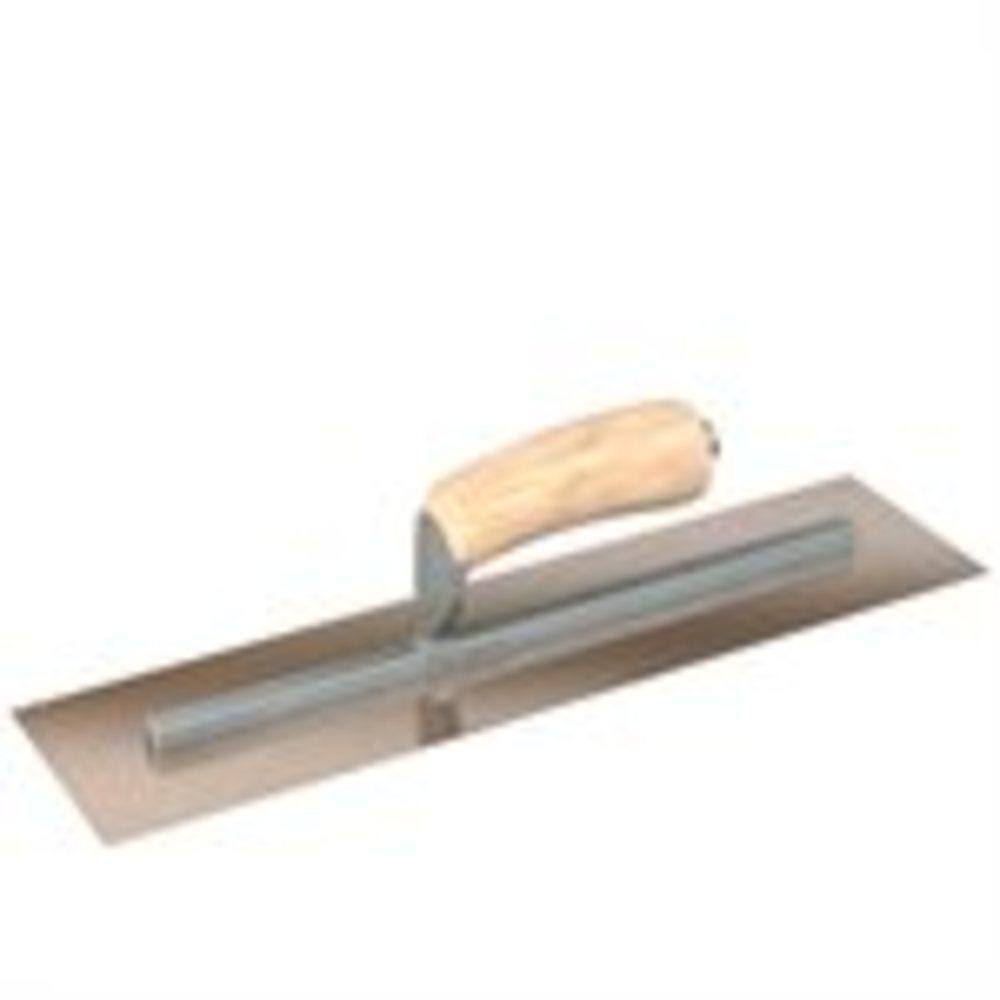 Bon Tool 11 in. x 5 in. Golden Stainless Steel Square End Finishing Trowel with Wood Handle and Long Shank 66-117