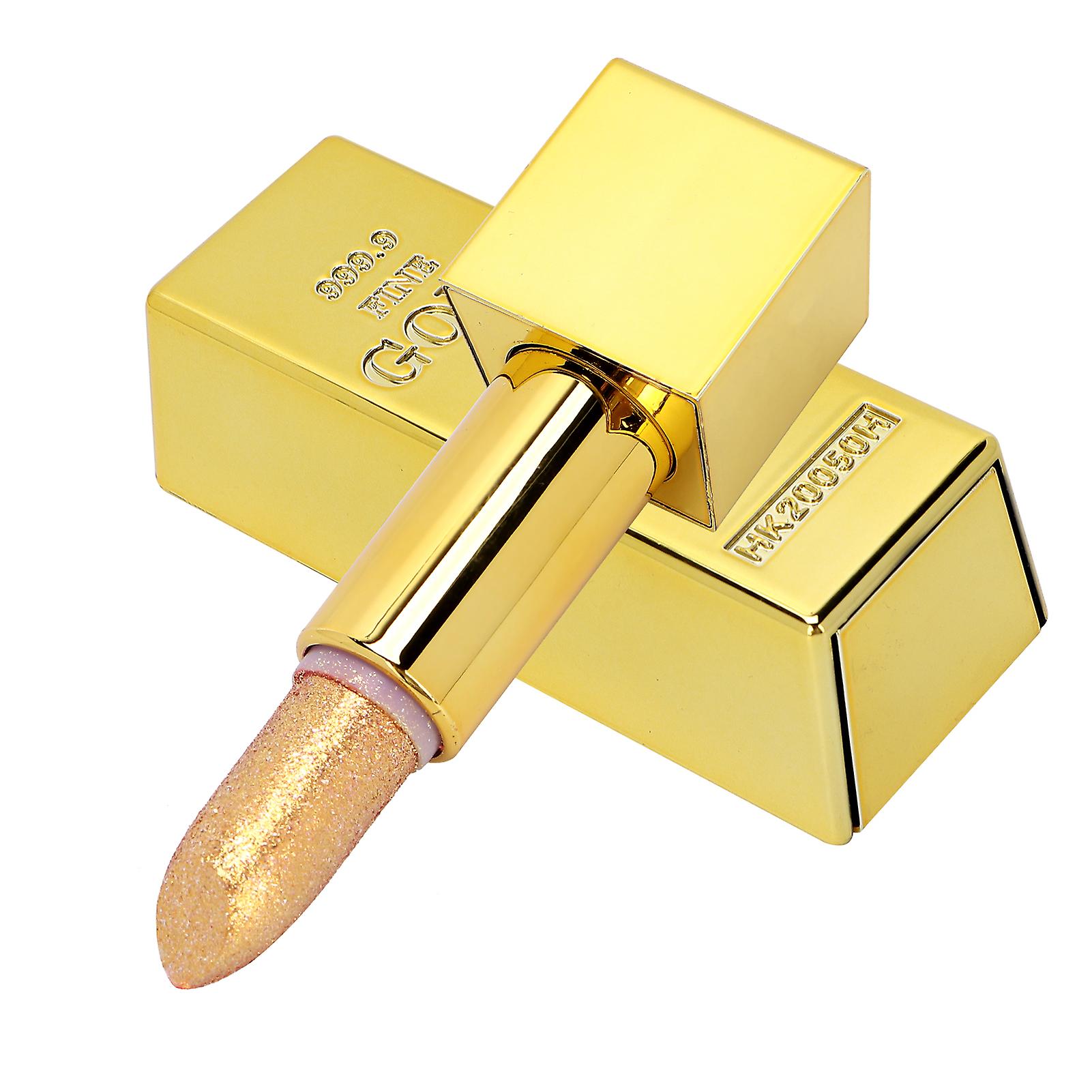 Sparkle Lipstick Gold Bar Design Waterproof Long Lasting Moisturizing Smooth Lip Makeup Cosmetics 3.5g#3