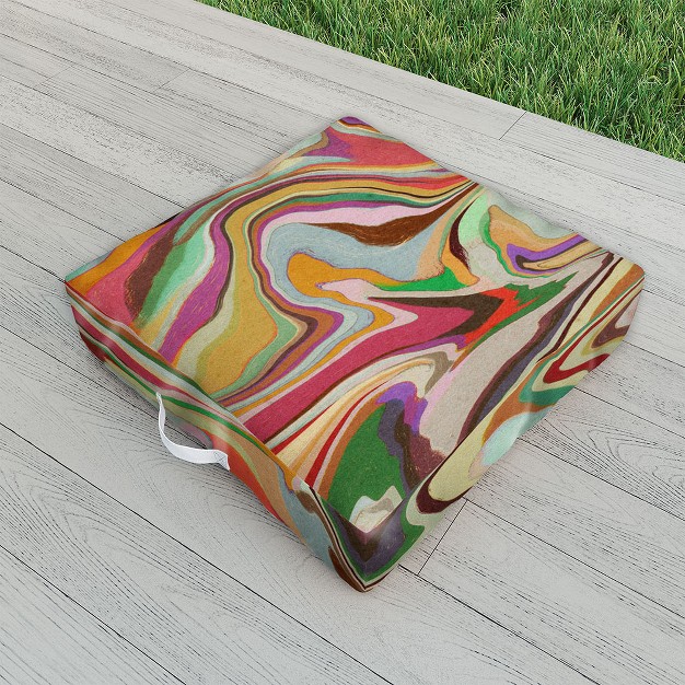 Alisa Galitsyna Colorful Liquid Swirl Outdoor Floor Cushion Deny Designs