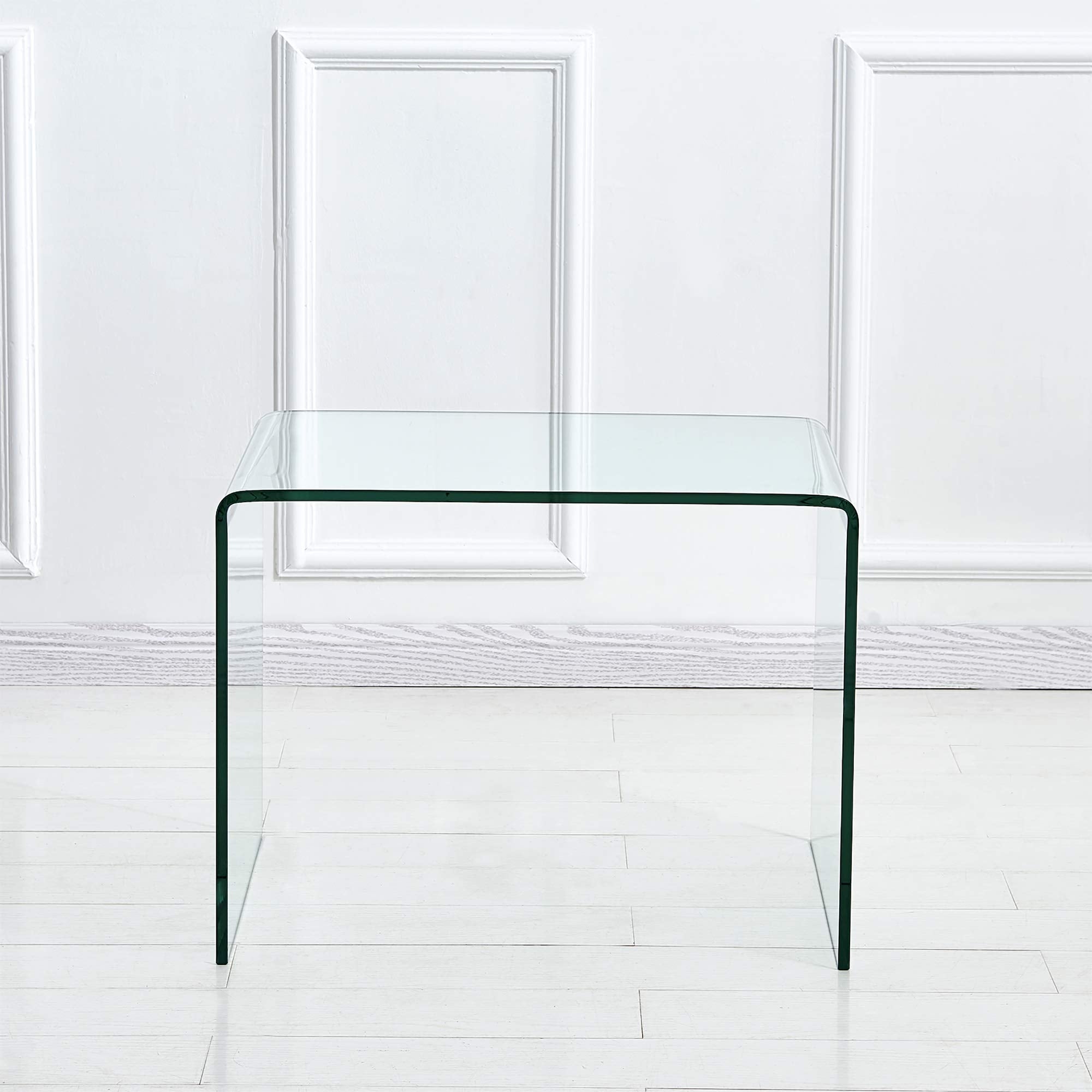 Small Clear Glass Side Table and Coffee Table， Tempered Glass Coffee Table Small Coffee Table， Versatile - as picture