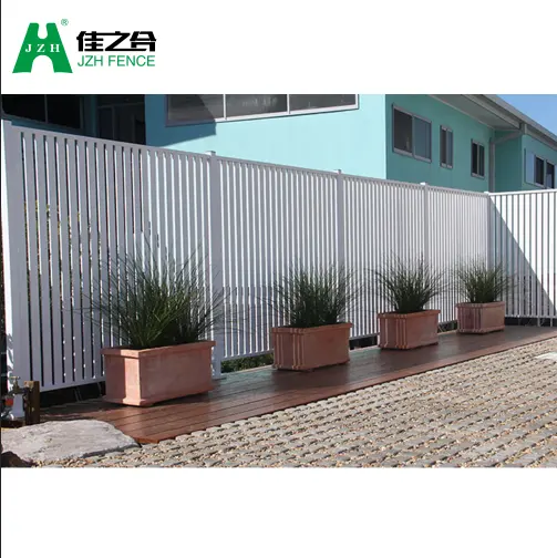 factory supply durable outdoor aluminum solid slat fence panels white vertical