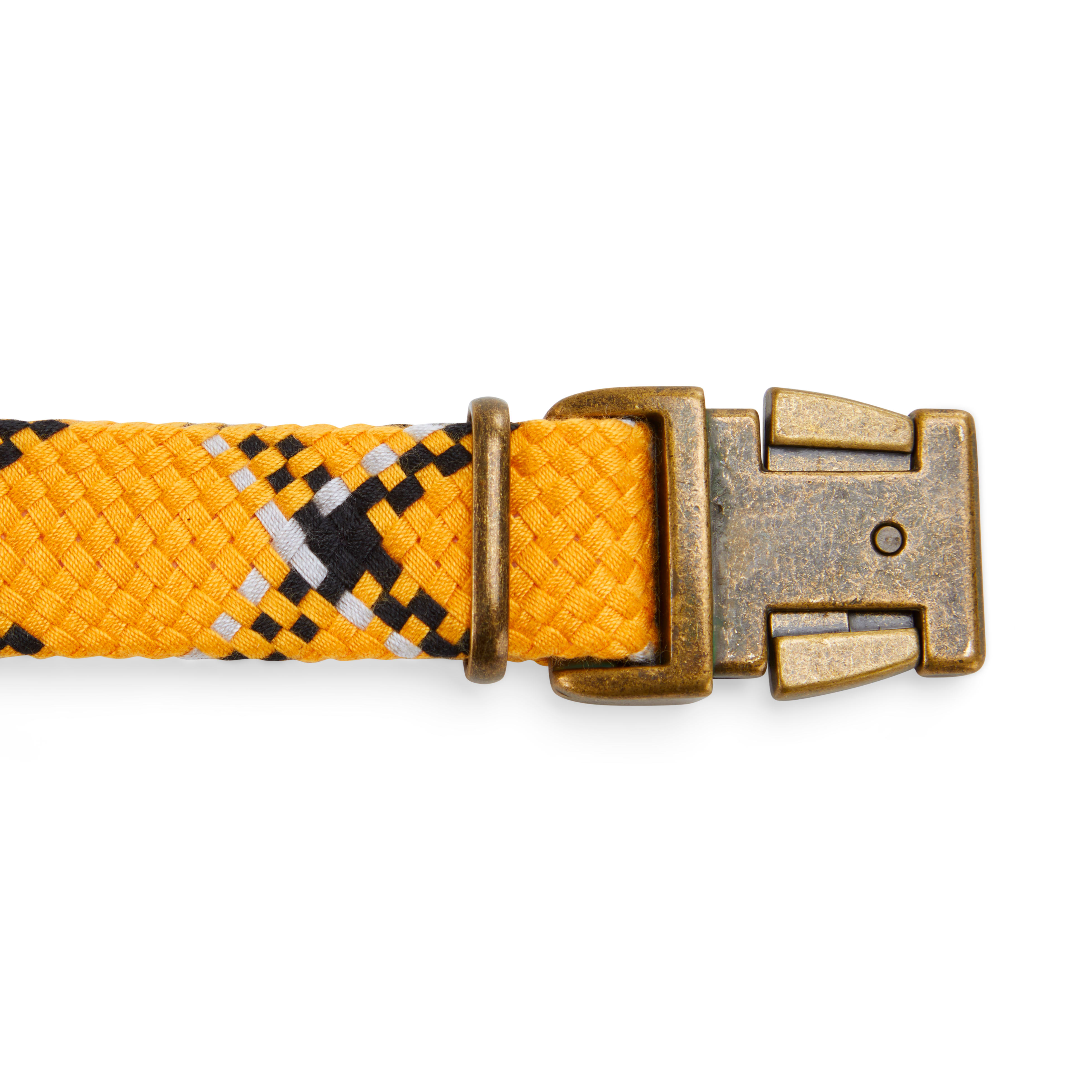 Reddy Yellow Plaid Woven Dog Collar， Large/X-Large