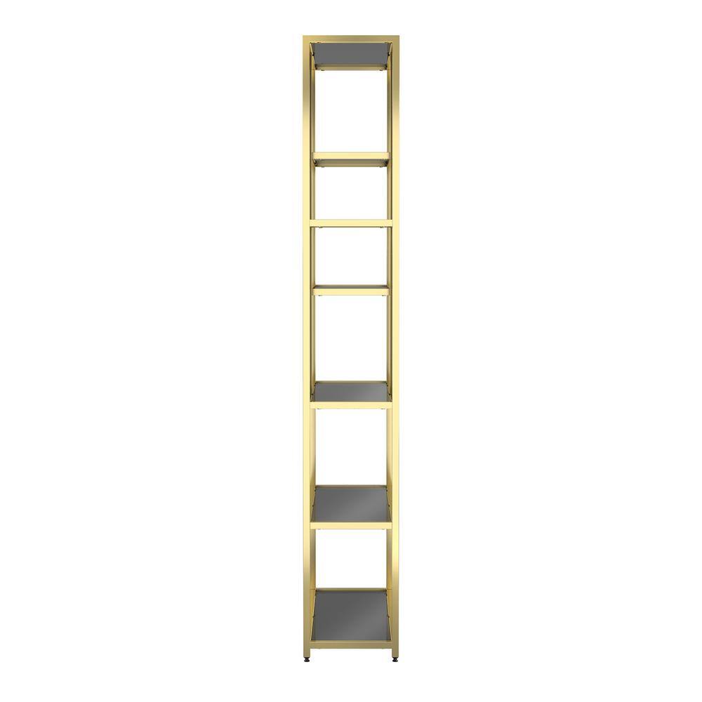 Furniture of America Himlind 90.5 in. Brass Plating and Black Metal 7-Shelf Standard Bookcase IDF-AC374BS